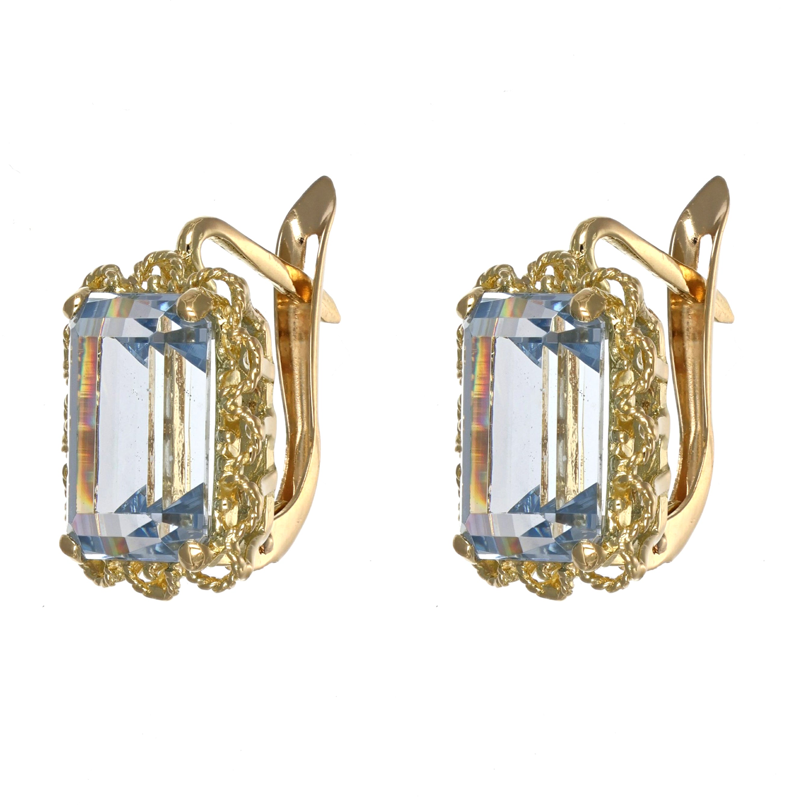 Orecchini - 18 carati Oro giallo - 7.40ct. tw. Acquamarina