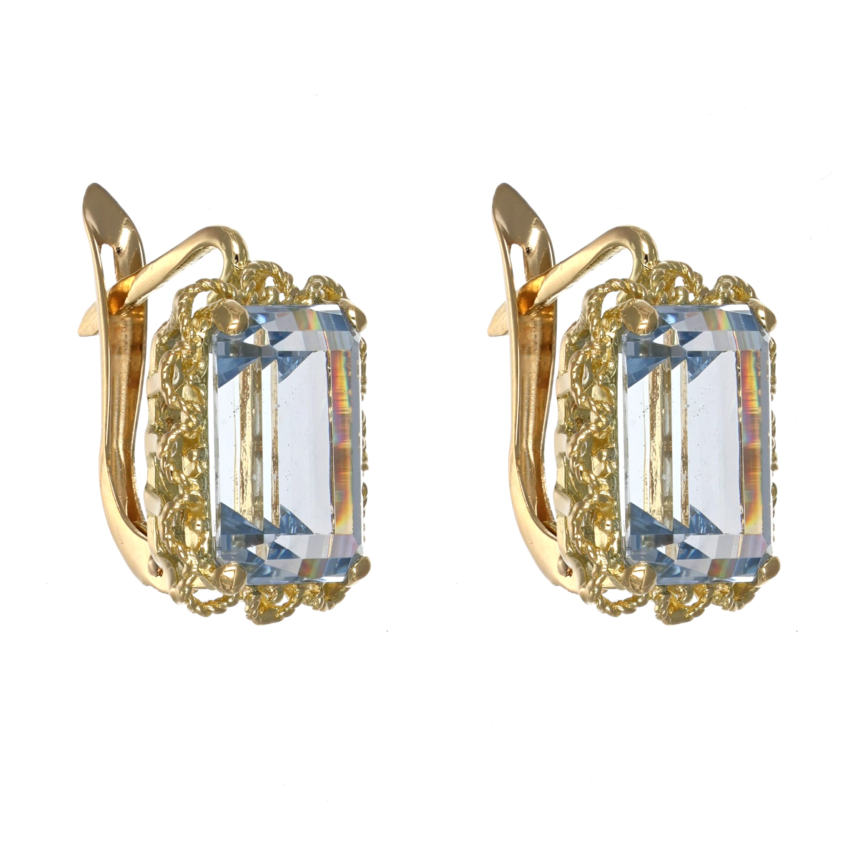 Orecchini - 18 carati Oro giallo - 7.40ct. tw. Acquamarina