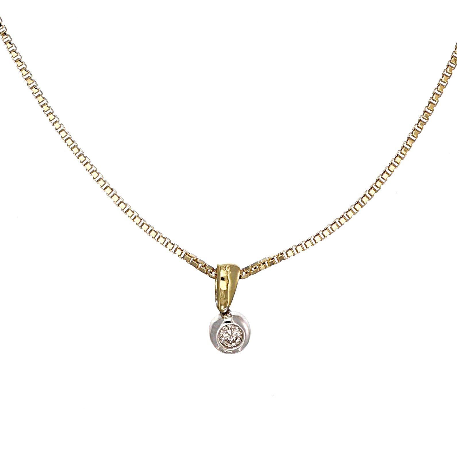 Collana con ciondolo - 18 carati Oro bianco, Oro giallo - 0.12ct. tw. Diamante (Naturale)