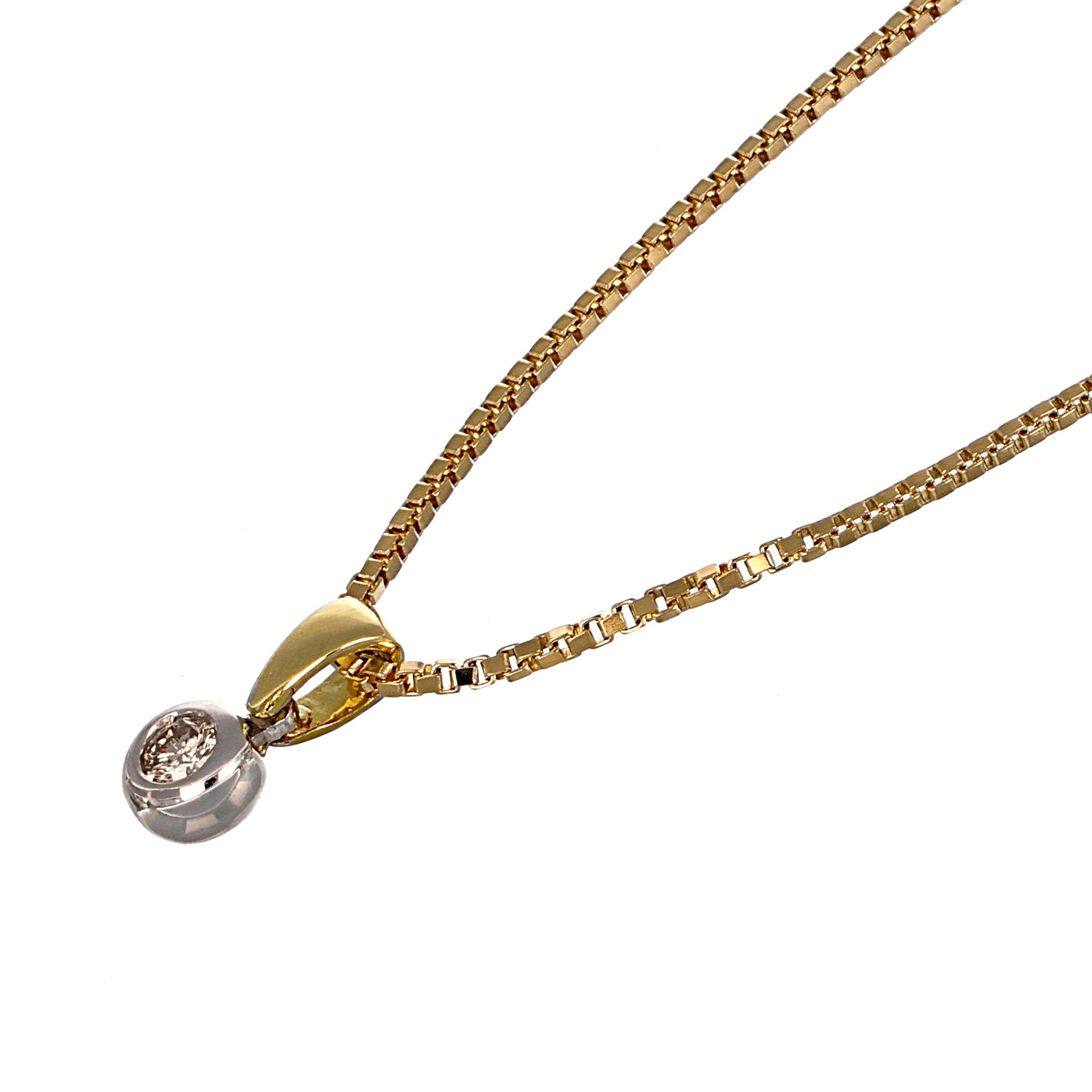 Collana con ciondolo - 18 carati Oro bianco, Oro giallo - 0.12ct. tw. Diamante (Naturale)