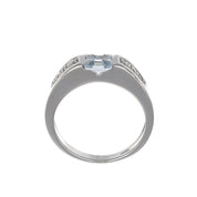 Anello - 18 carati Oro bianco - 0.56ct. tw. Acquamarina - Diamante