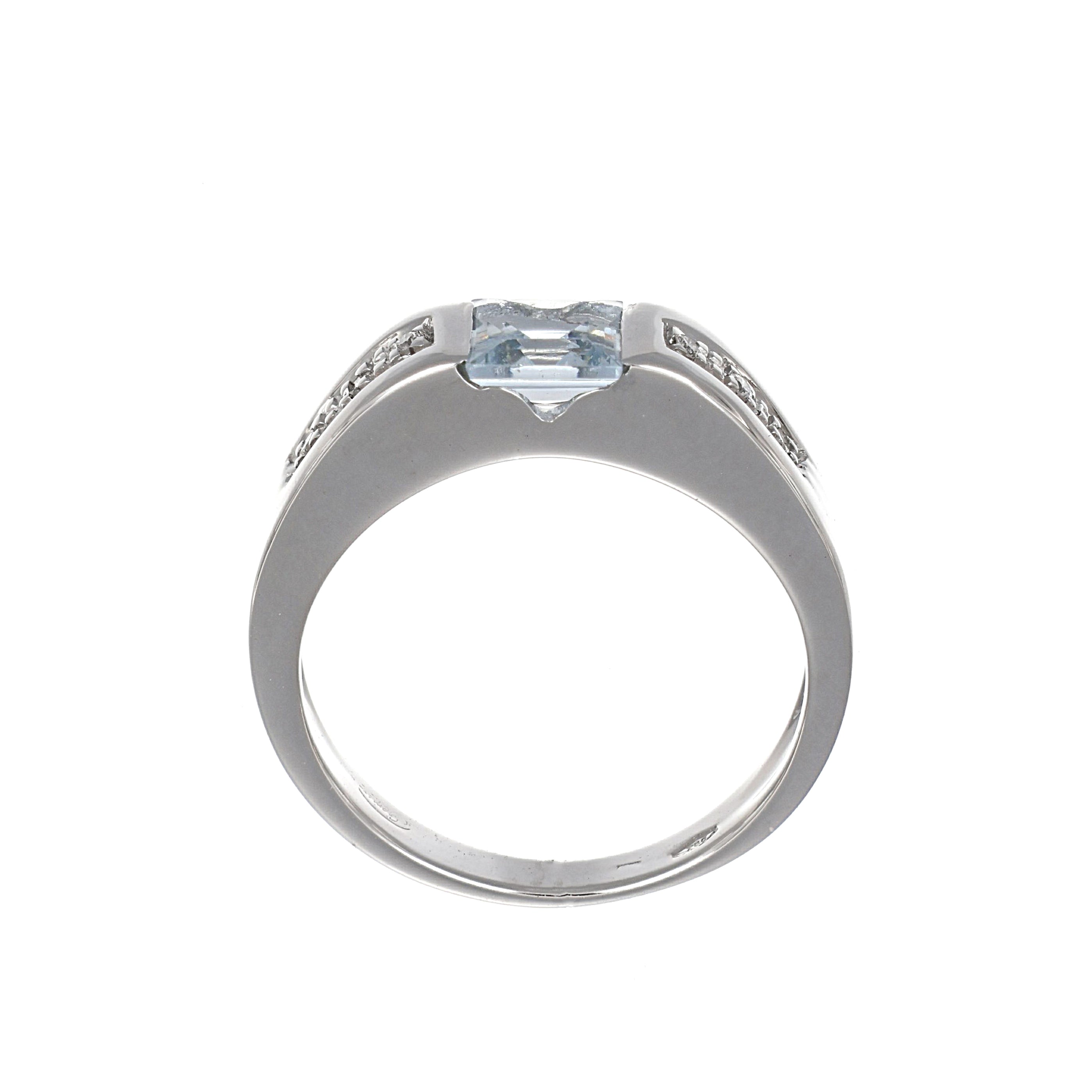 Anello - 18 carati Oro bianco - 0.56ct. tw. Acquamarina - Diamante