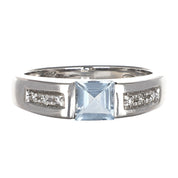 Anello - 18 carati Oro bianco - 0.56ct. tw. Acquamarina - Diamante