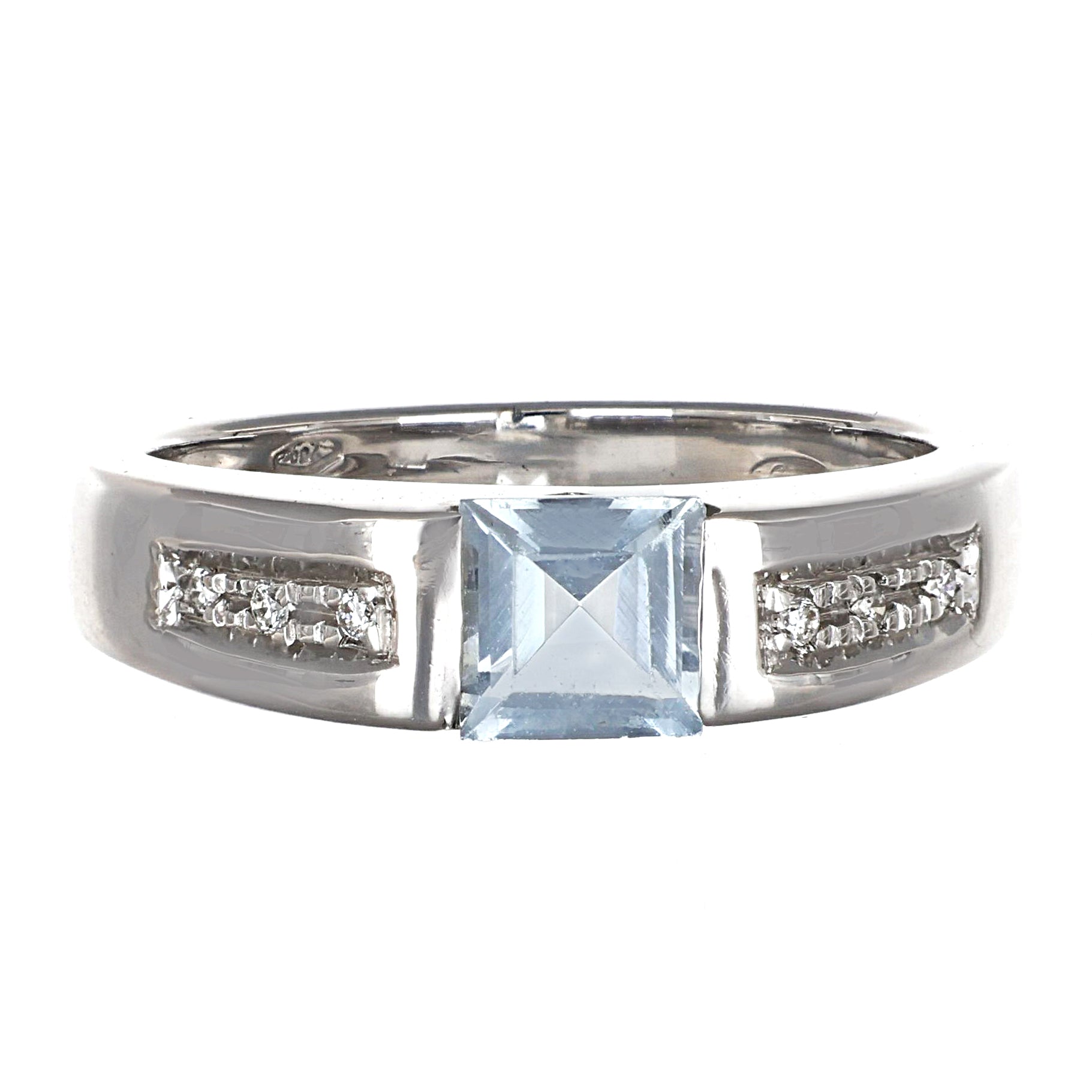 Anello - 18 carati Oro bianco - 0.56ct. tw. Acquamarina - Diamante