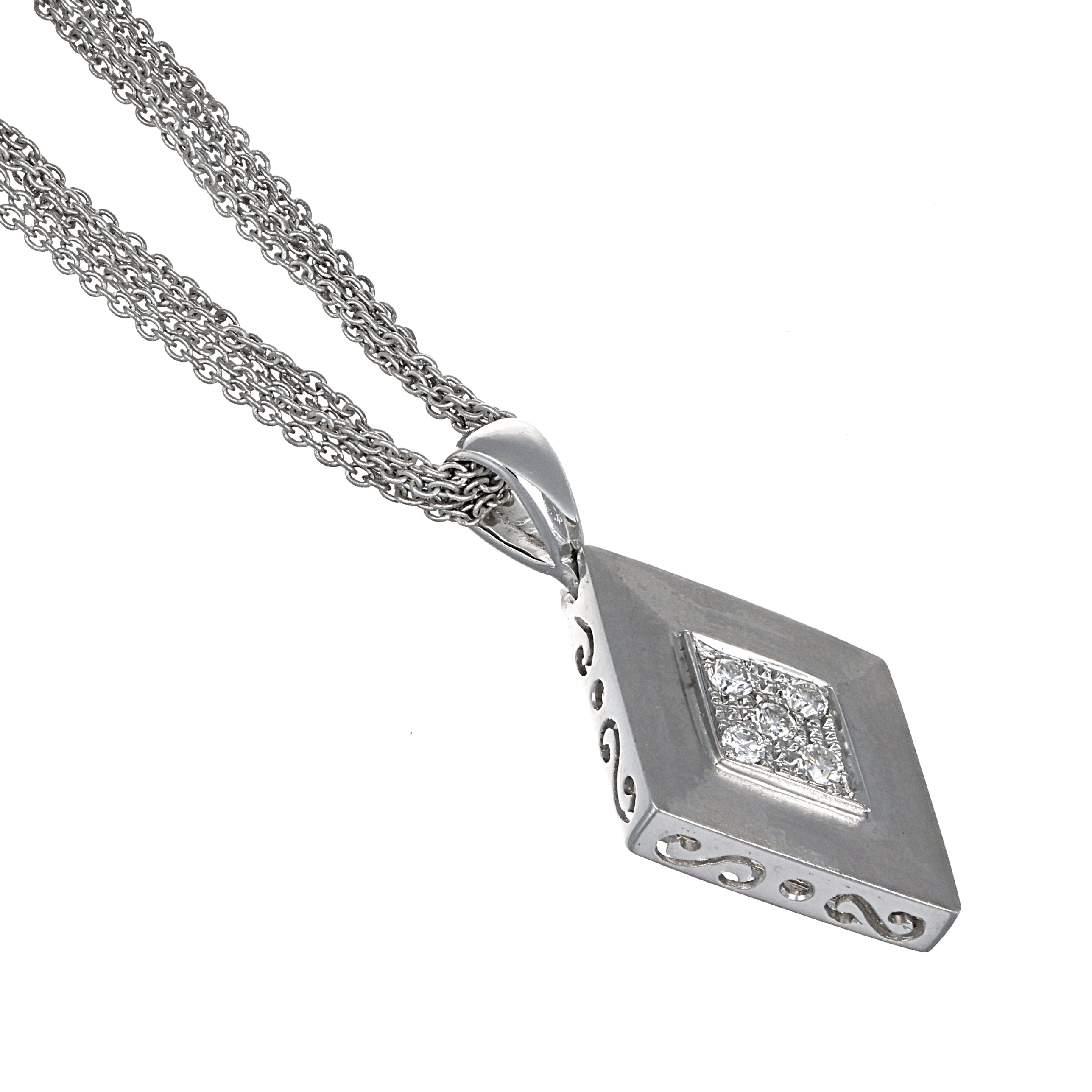 Collana con ciondolo - 18 carati Oro bianco - 0.30ct. tw. Diamante (Naturale)