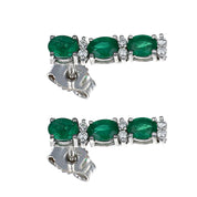 Orecchini - 18 carati Oro bianco - 1.08ct. tw. Smeraldo - Diamante