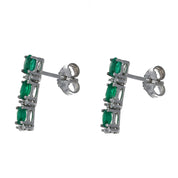 Orecchini - 18 carati Oro bianco - 1.08ct. tw. Smeraldo - Diamante