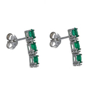 Orecchini - 18 carati Oro bianco - 1.08ct. tw. Smeraldo - Diamante