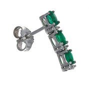 Orecchini - 18 carati Oro bianco - 1.08ct. tw. Smeraldo - Diamante