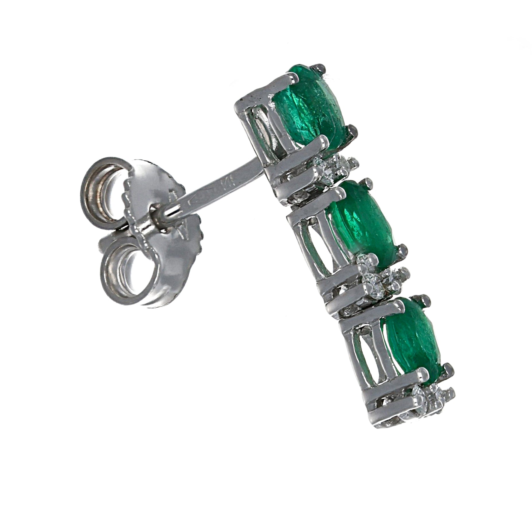 Orecchini - 18 carati Oro bianco - 1.08ct. tw. Smeraldo - Diamante