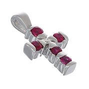 Ciondolo - 18 carati Oro bianco - 0.27ct. tw. Rubino - Diamante