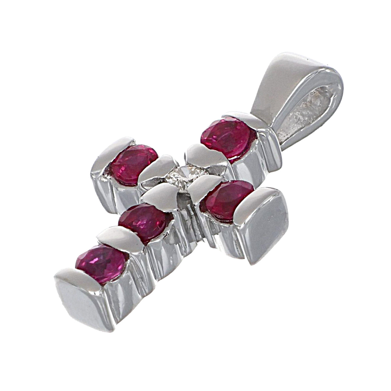 Ciondolo - 18 carati Oro bianco - 0.27ct. tw. Rubino - Diamante