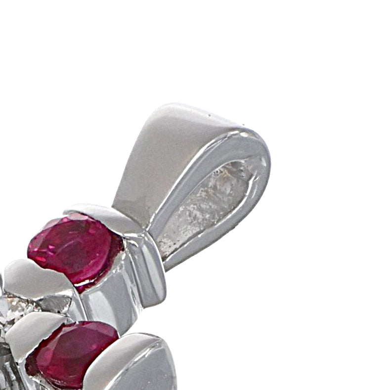 Ciondolo - 18 carati Oro bianco - 0.27ct. tw. Rubino - Diamante