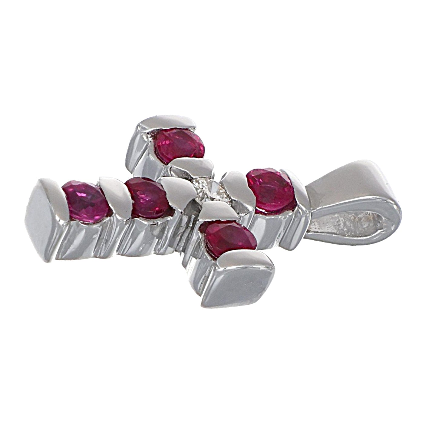 Ciondolo - 18 carati Oro bianco - 0.27ct. tw. Rubino - Diamante