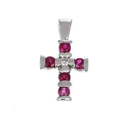 Ciondolo - 18 carati Oro bianco - 0.27ct. tw. Rubino - Diamante