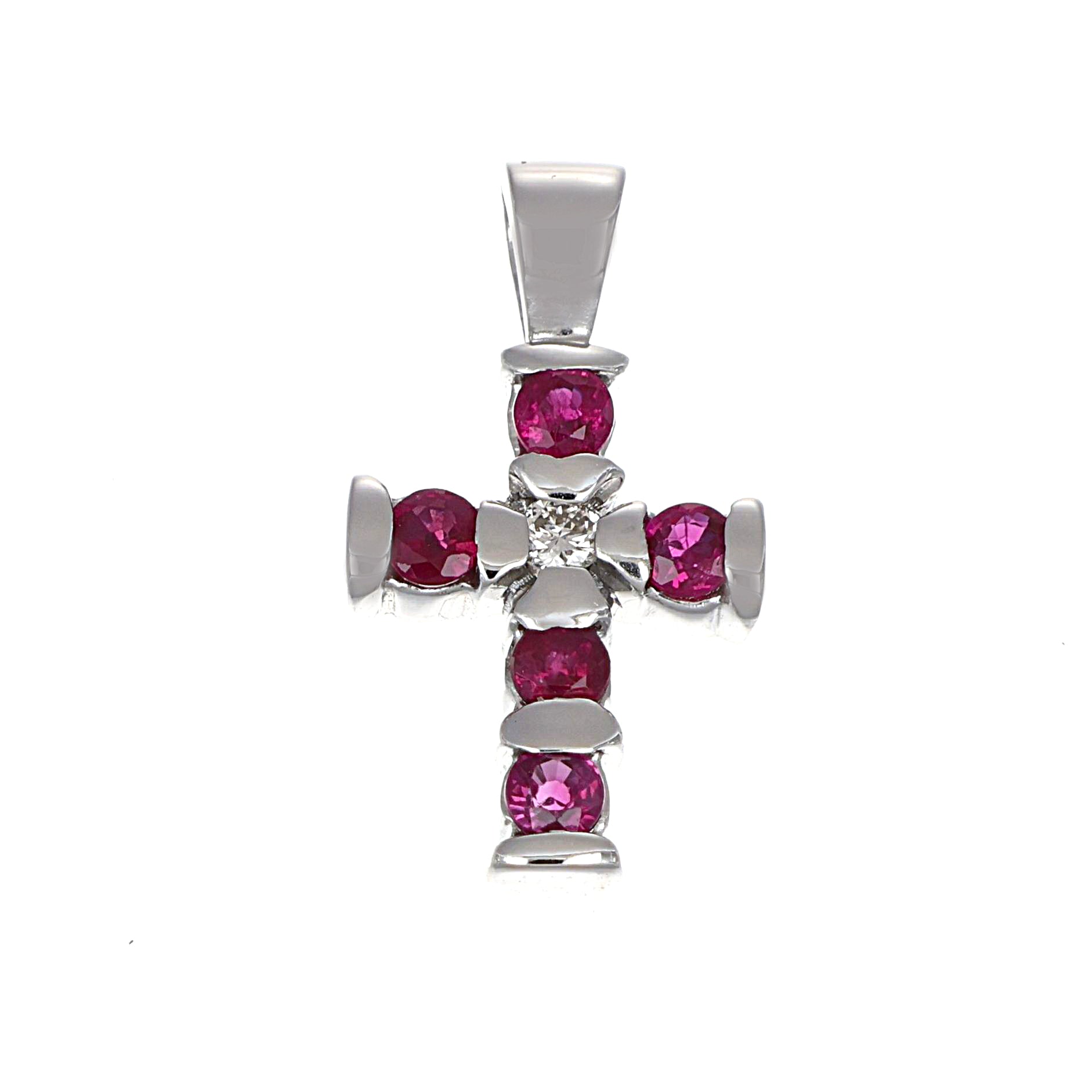 Ciondolo - 18 carati Oro bianco - 0.27ct. tw. Rubino - Diamante