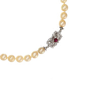 Collana - 18 carati Oro bianco - 0.30ct. tw. Rubino - Perla