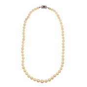 Collana - 18 carati Oro bianco - 0.30ct. tw. Rubino - Perla