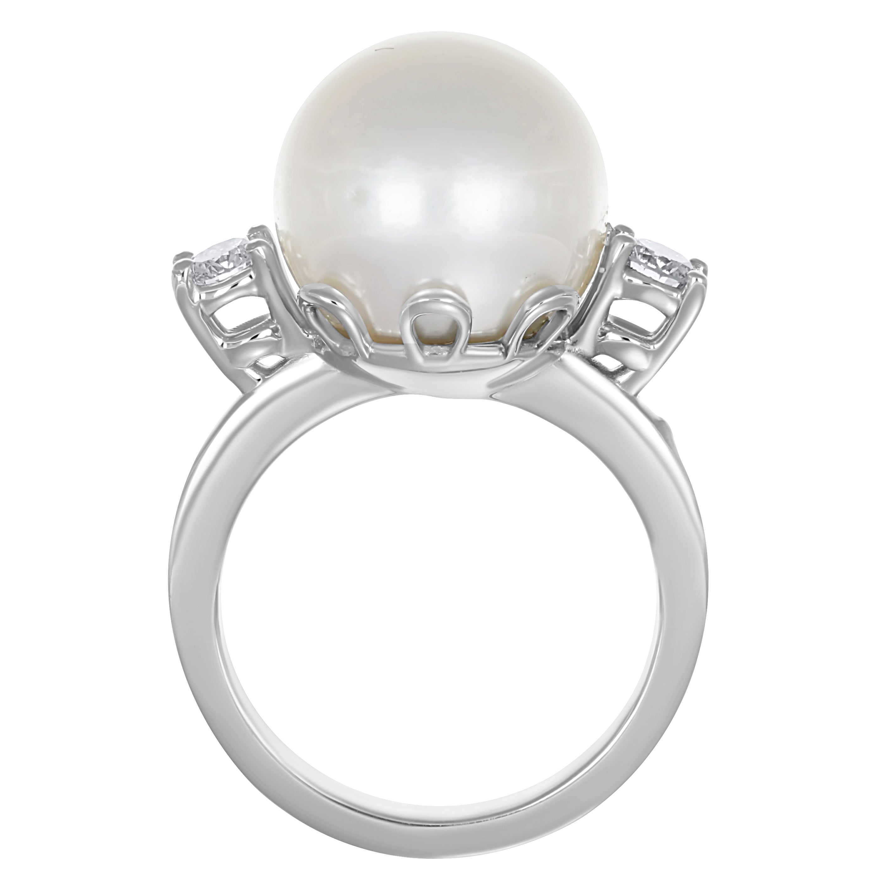 Anello - 18 carati Oro bianco - 0.40ct. tw. Diamante (Naturale) - Perla