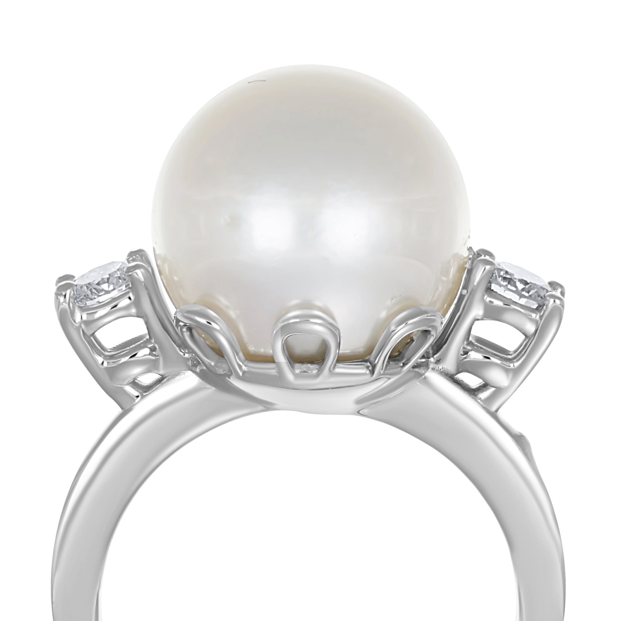 Anello - 18 carati Oro bianco - 0.40ct. tw. Diamante (Naturale) - Perla