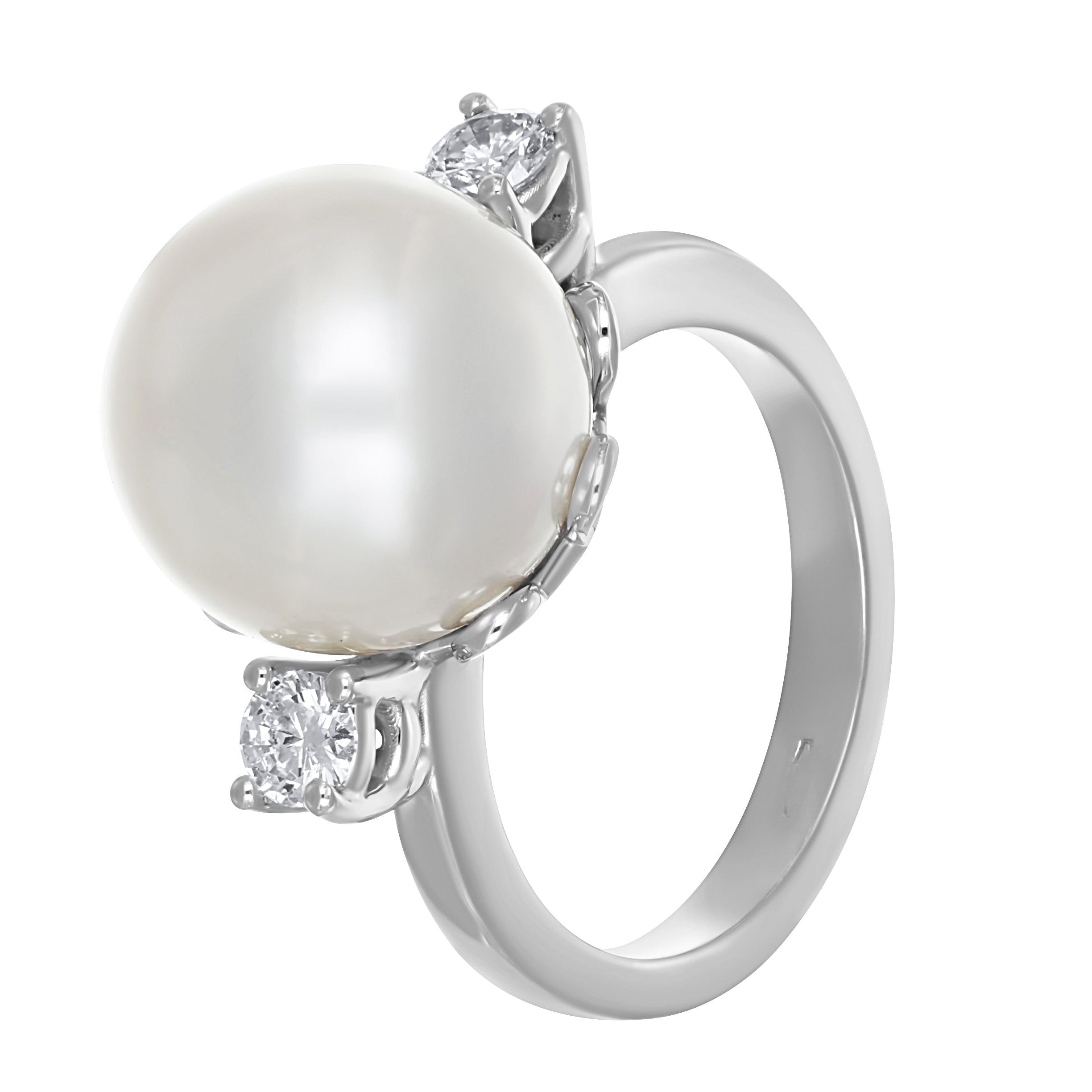 Anello - 18 carati Oro bianco - 0.40ct. tw. Diamante (Naturale) - Perla