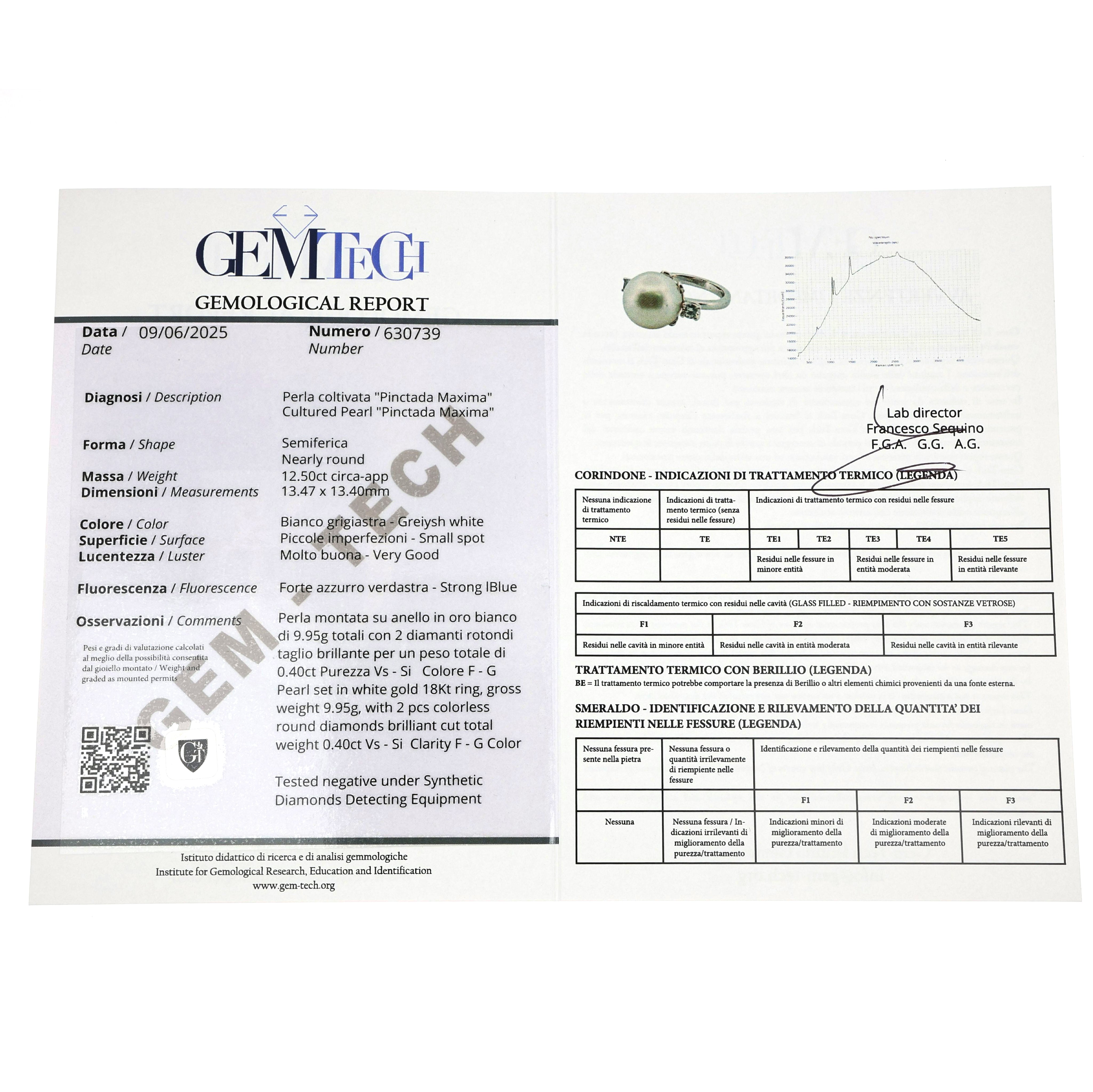 Anello - 18 carati Oro bianco - 0.40ct. tw. Diamante (Naturale) - Perla