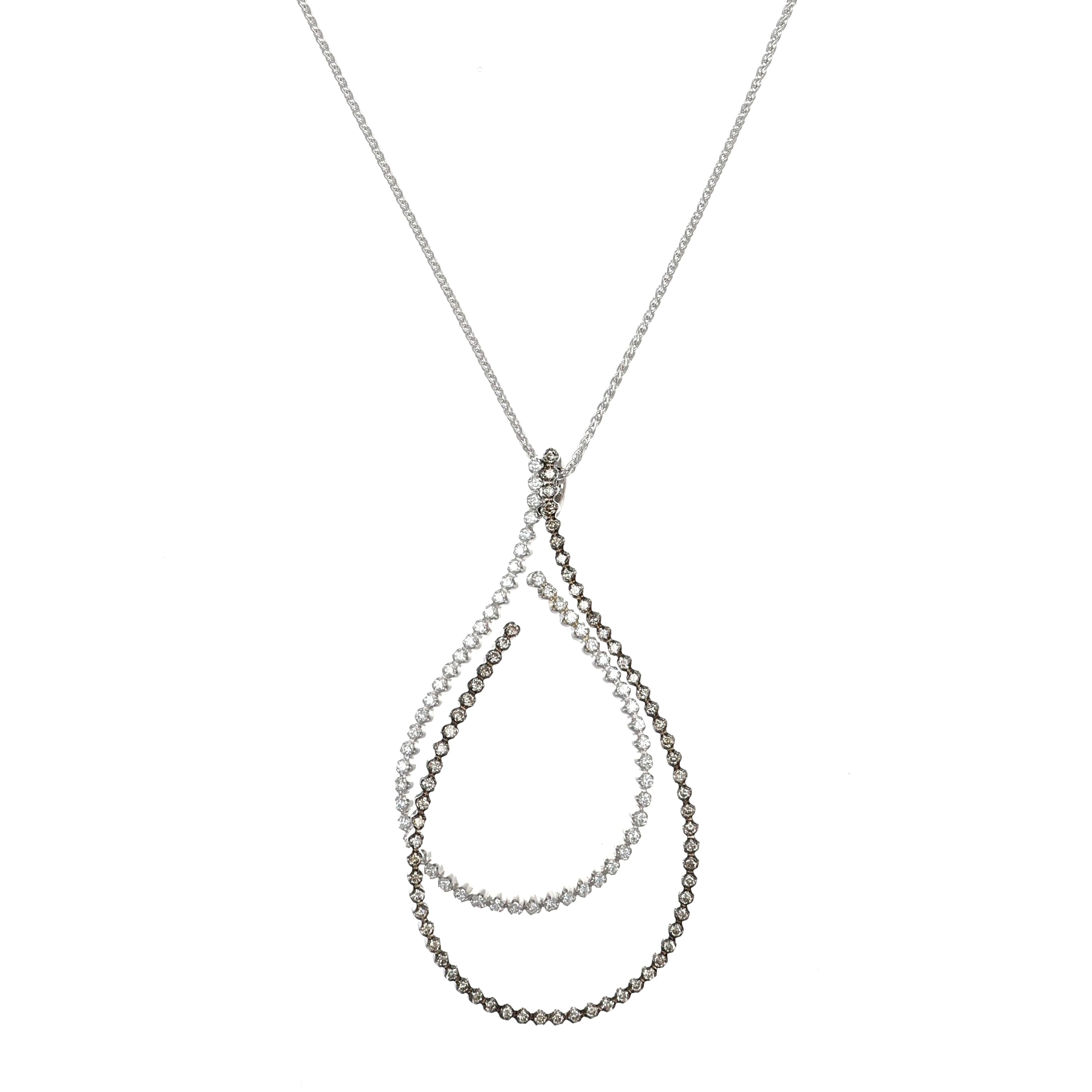 Collana con ciondolo - 18 carati Oro bianco - 1.22ct. tw. Diamante (Naturale)