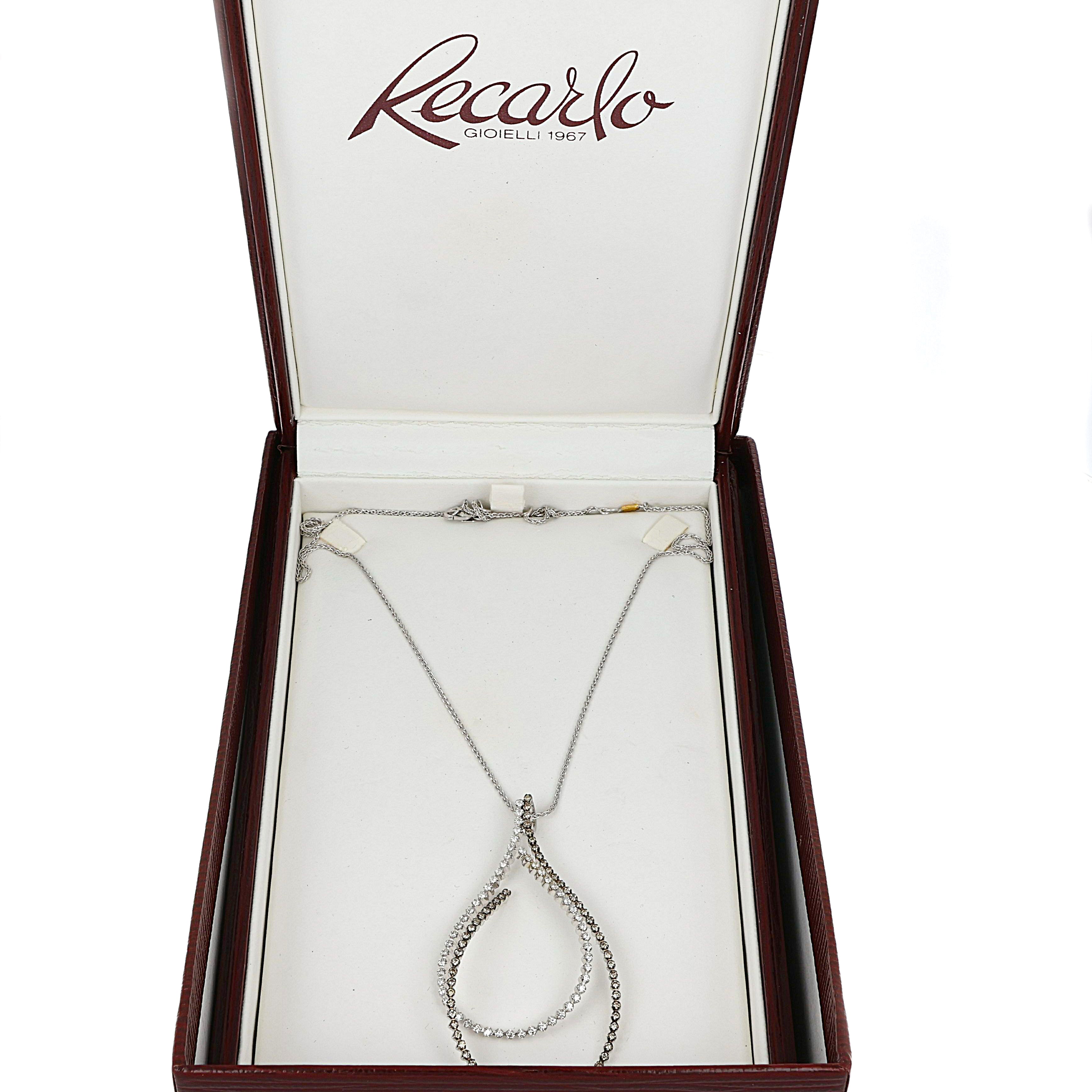 Collana con ciondolo - 18 carati Oro bianco - 1.22ct. tw. Diamante (Naturale)