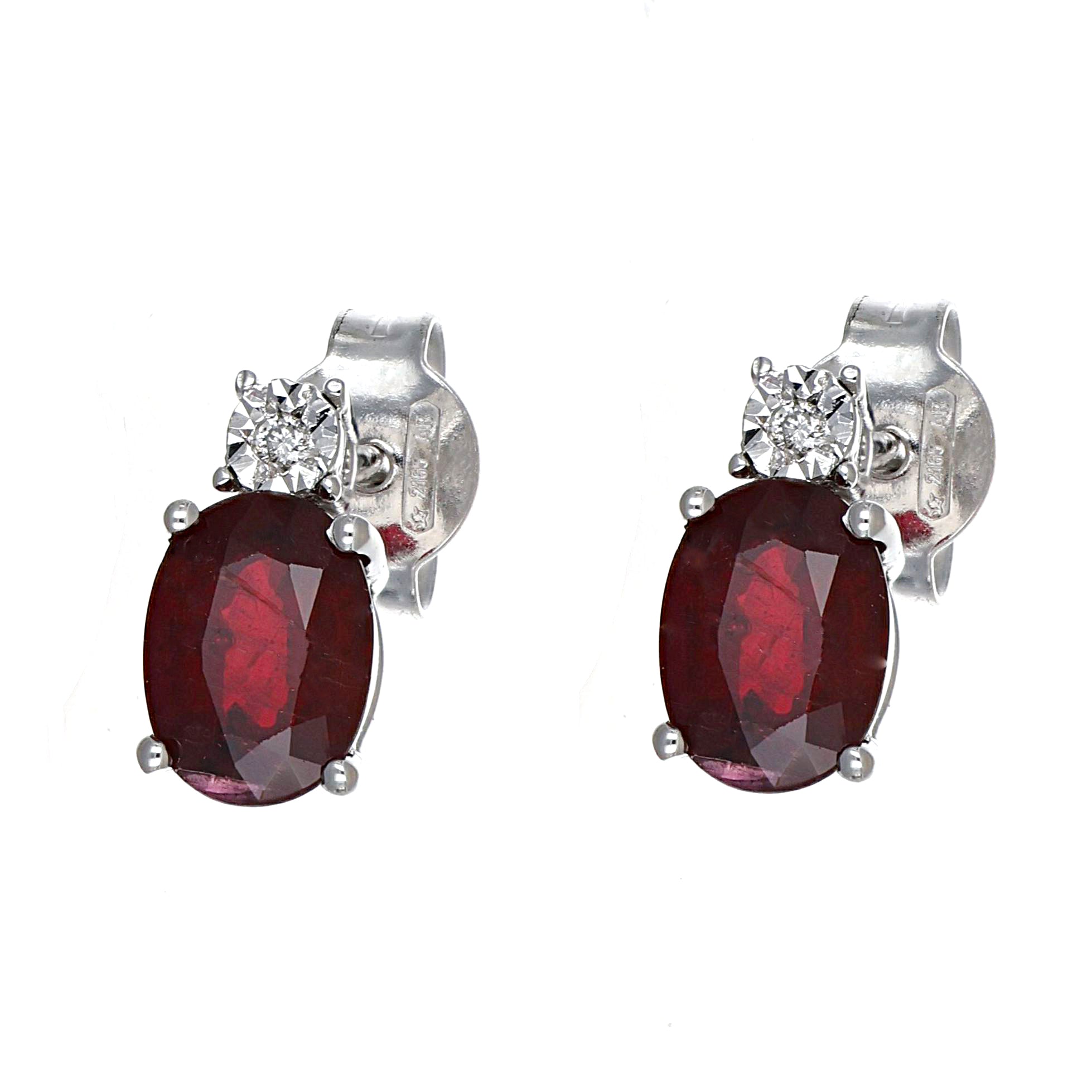 Orecchini - 18 carati Oro bianco - 1.62ct. tw. Rubino - Diamante