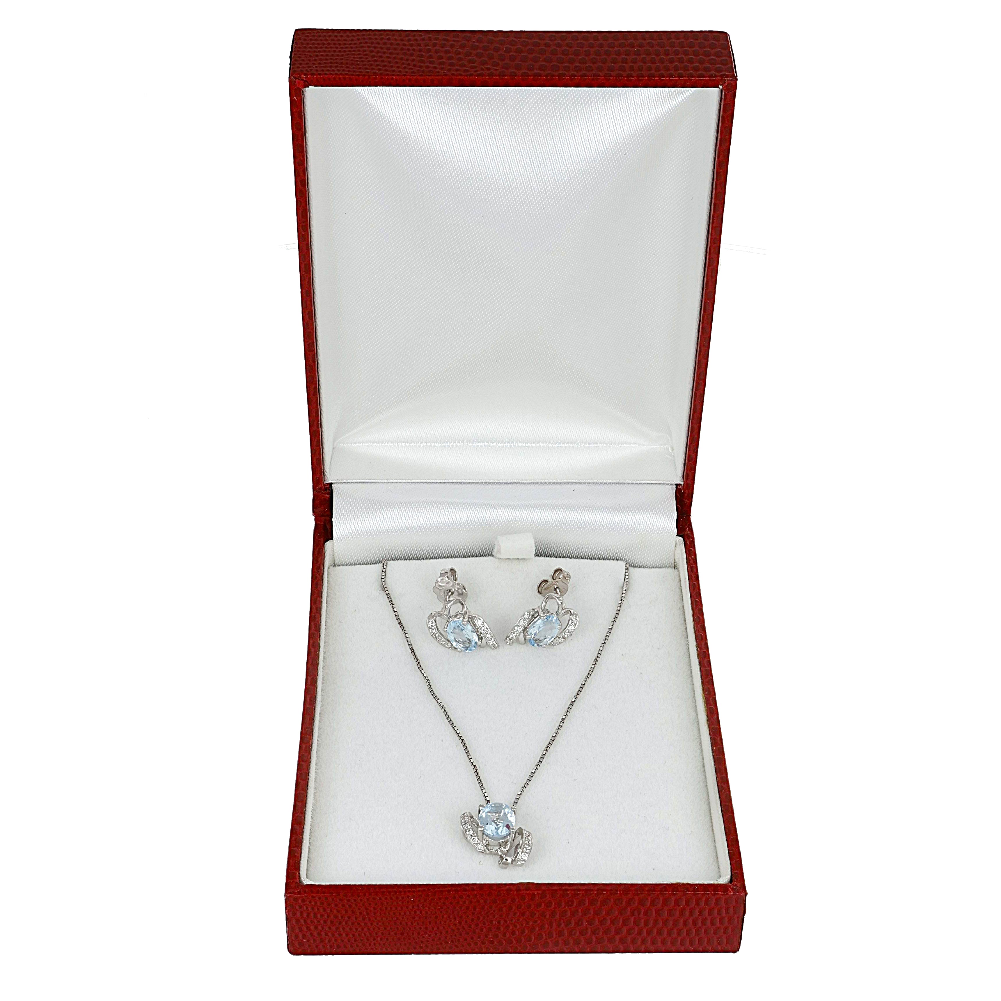 Parure - 18 carati Oro bianco - 1.75ct. tw. Acquamarina - Diamante