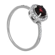 Anello - 18 carati Oro bianco - 0.96ct. tw. Granato - Diamante