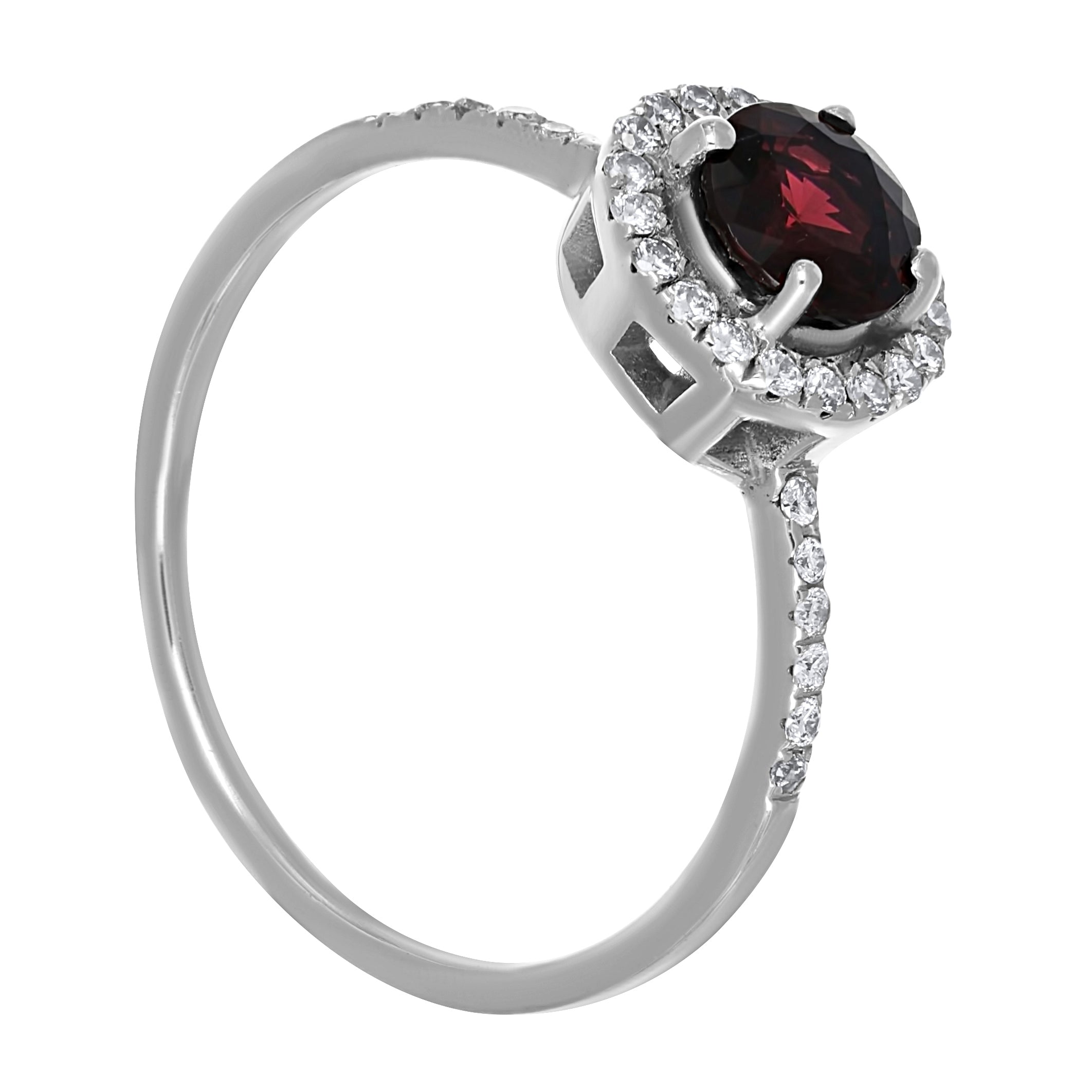 Anello - 18 carati Oro bianco - 0.96ct. tw. Granato - Diamante