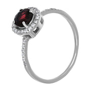 Anello - 18 carati Oro bianco - 0.96ct. tw. Granato - Diamante