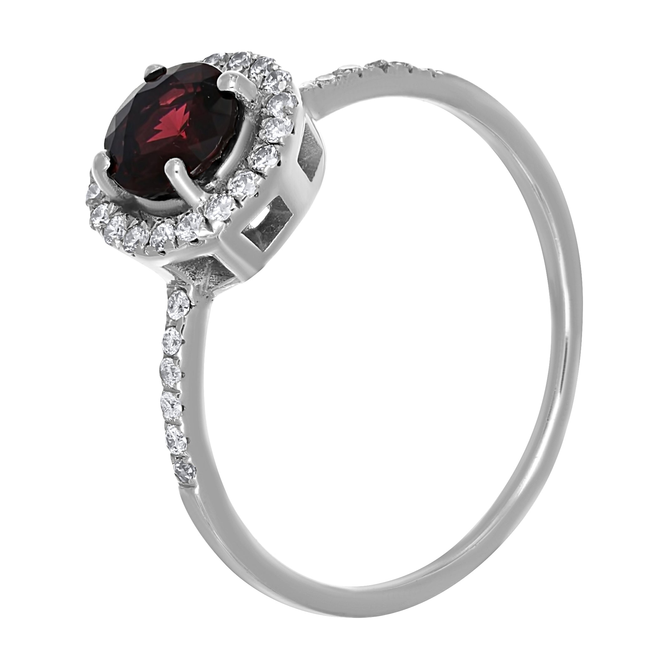 Anello - 18 carati Oro bianco - 0.96ct. tw. Granato - Diamante