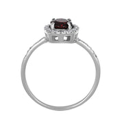 Anello - 18 carati Oro bianco - 0.96ct. tw. Granato - Diamante