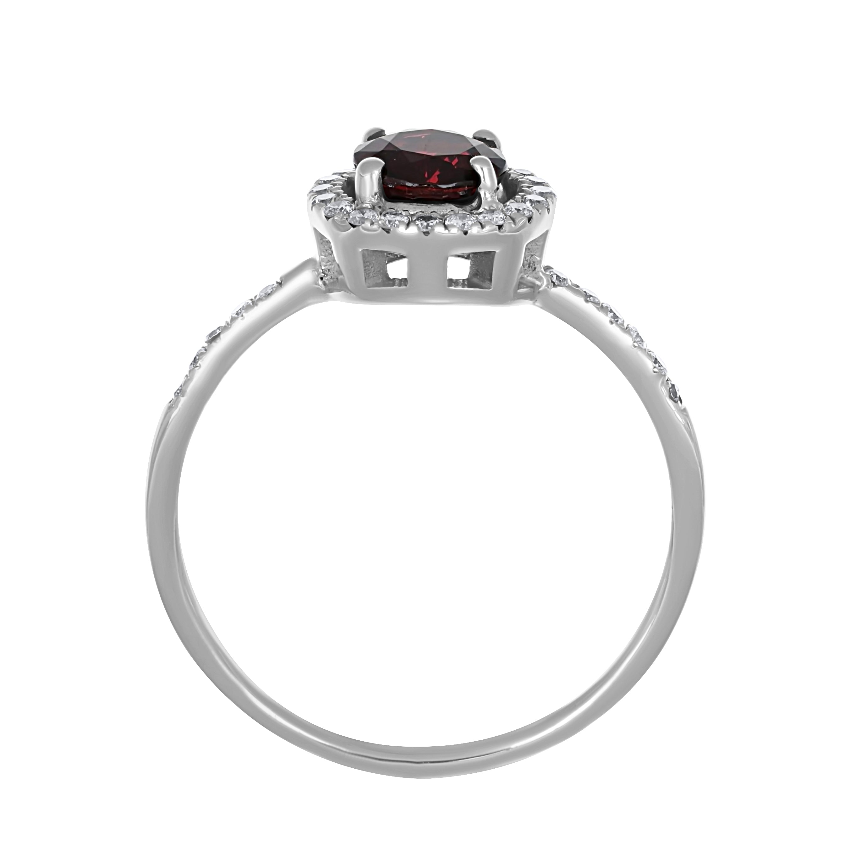 Anello - 18 carati Oro bianco - 0.96ct. tw. Granato - Diamante