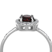 Anello - 18 carati Oro bianco - 0.96ct. tw. Granato - Diamante