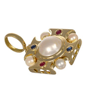 Ciondolo - 18 carati Oro giallo, Perle - Rubini - Zaffiri