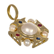 Ciondolo - 18 carati Oro giallo, Perle - Rubini - Zaffiri