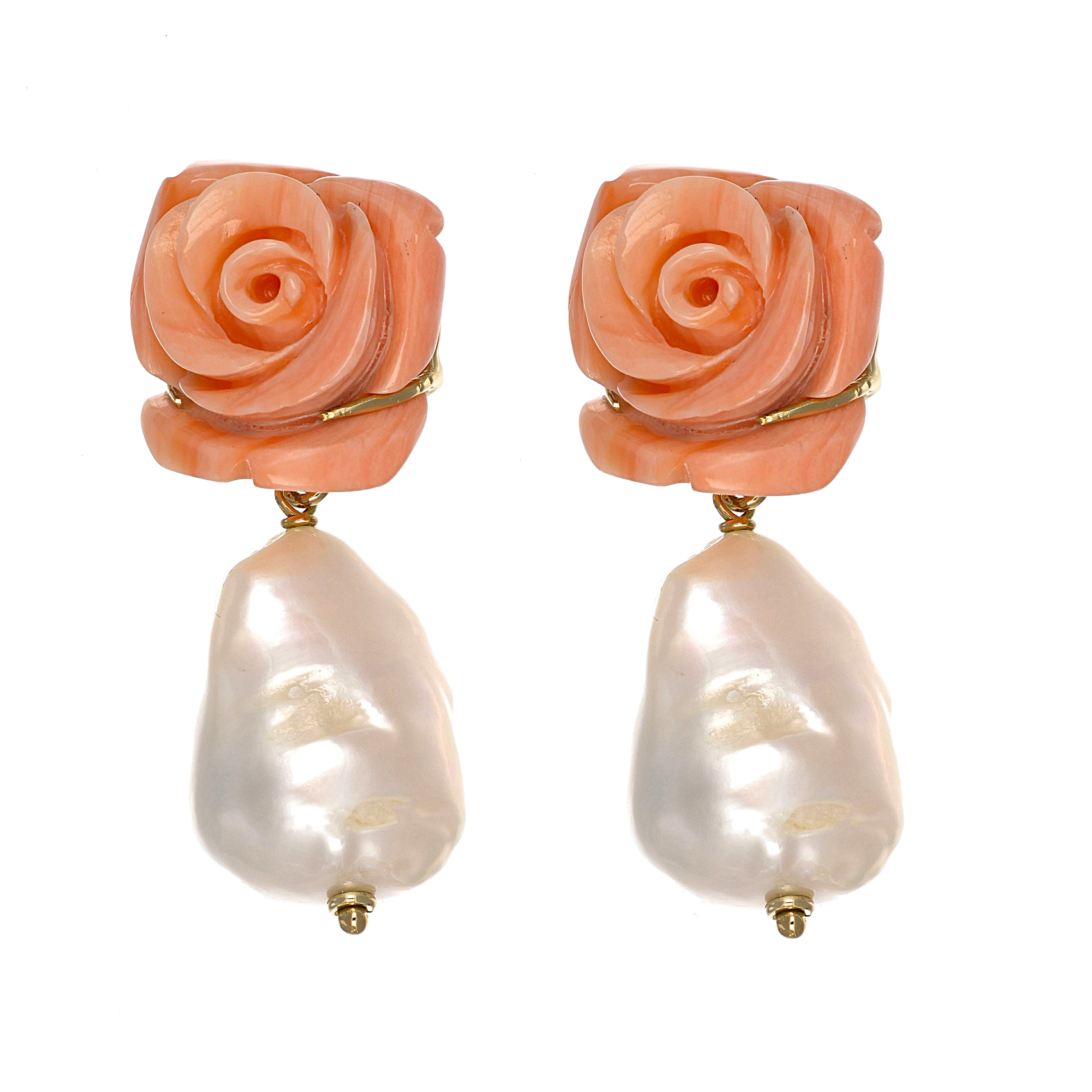 Orecchini - 18 carati Oro giallo - Corallo