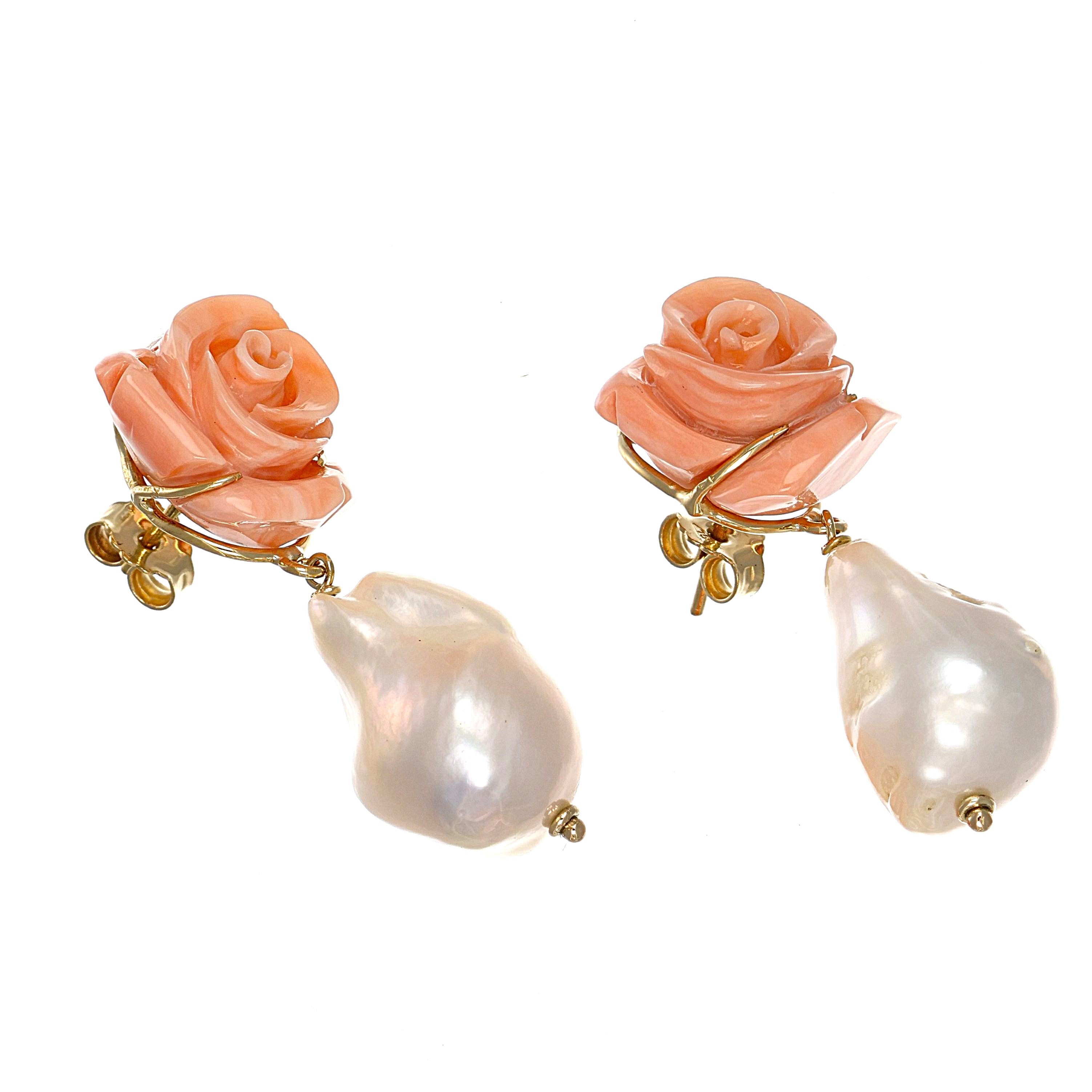 Orecchini - 18 carati Oro giallo - Corallo