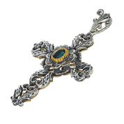 Ciondolo in Oro giallo 14 carati e Argento 800 -Zaffiro