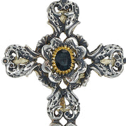 Ciondolo in Oro giallo 14 carati e Argento 800 -Zaffiro