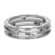 Anello - 18 carati Oro bianco - 0.10ct. tw. Diamante (Naturale)