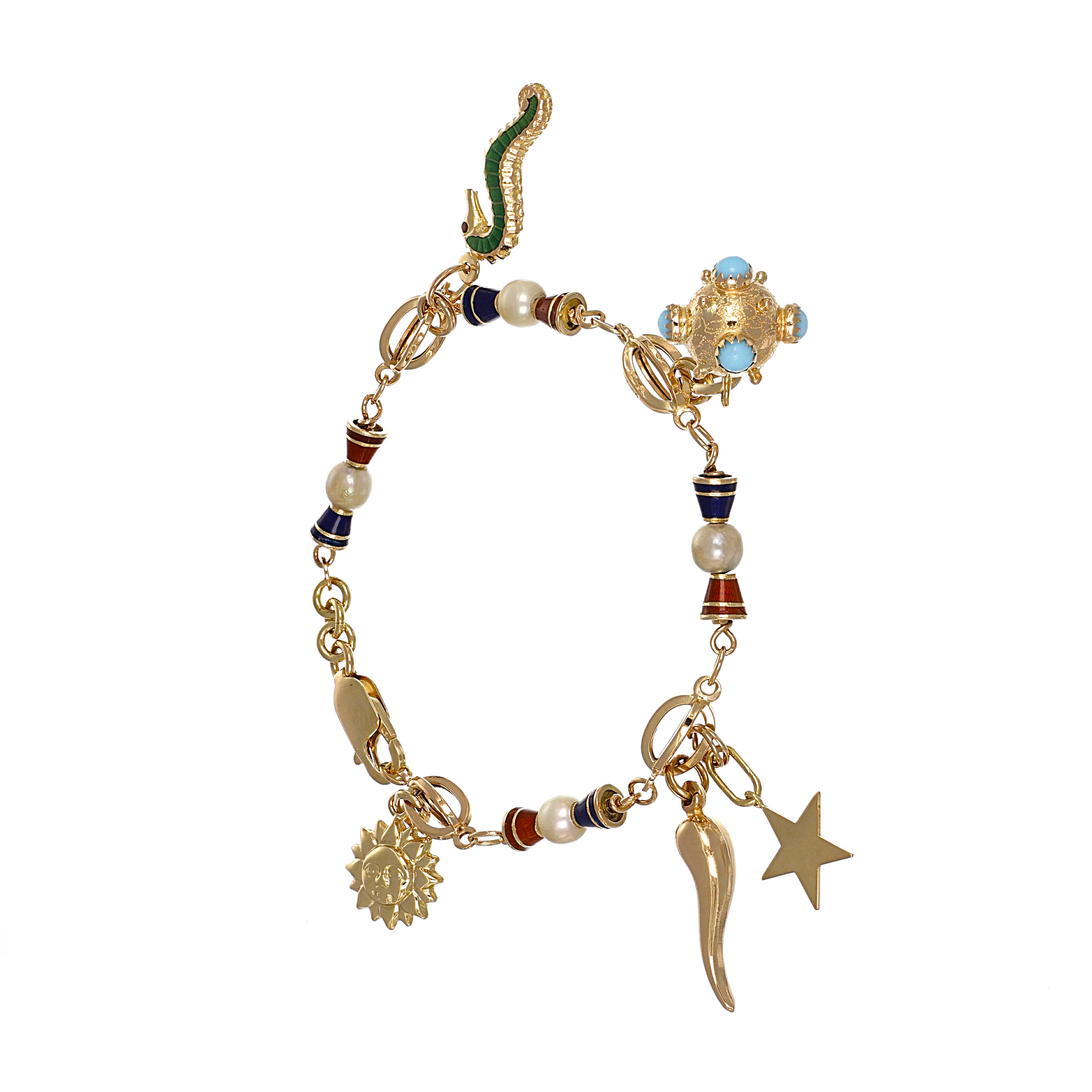 Bracciale - 18 carati Oro giallo - 1.50ct. tw. Turchese - Perla