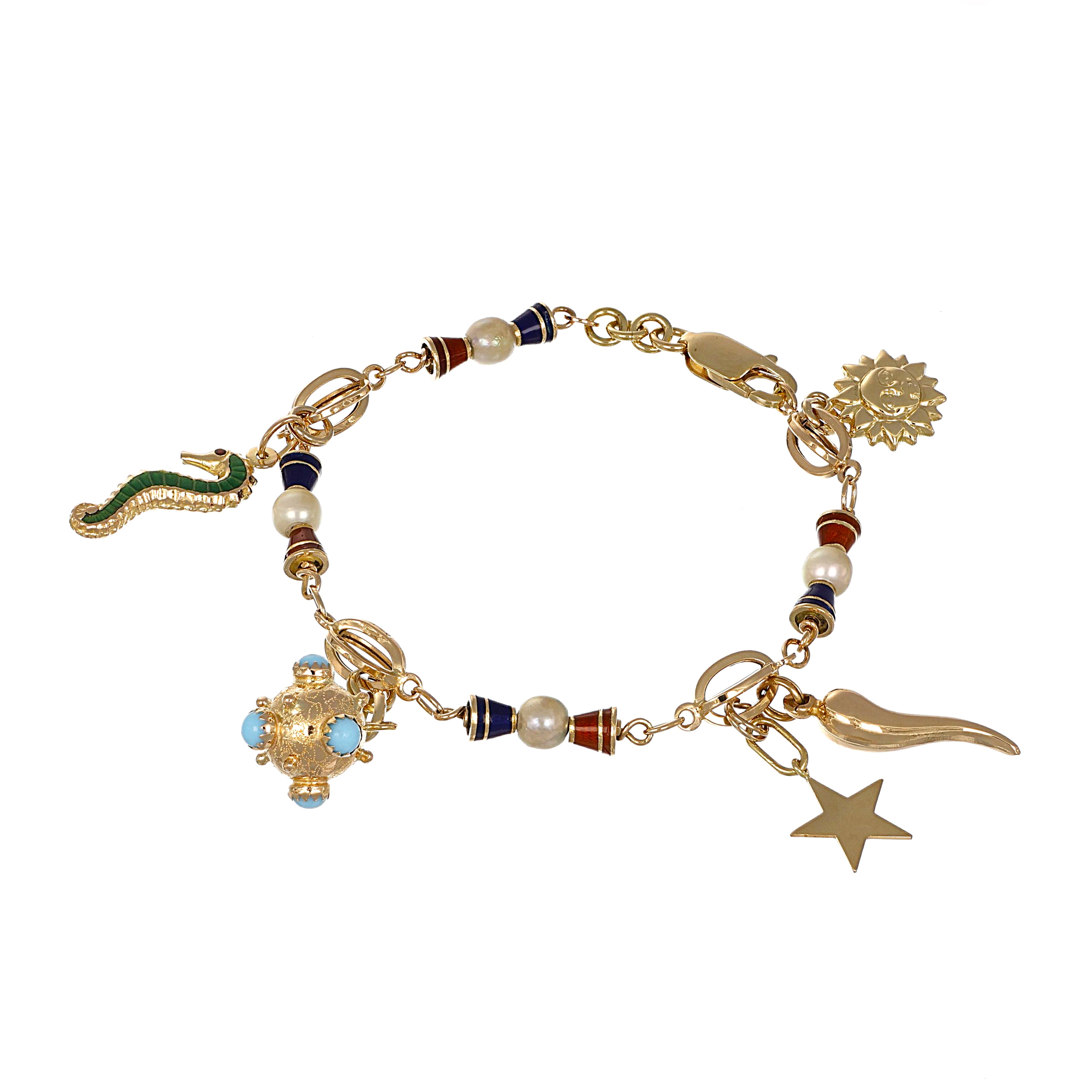 Bracciale - 18 carati Oro giallo - 1.50ct. tw. Turchese - Perla