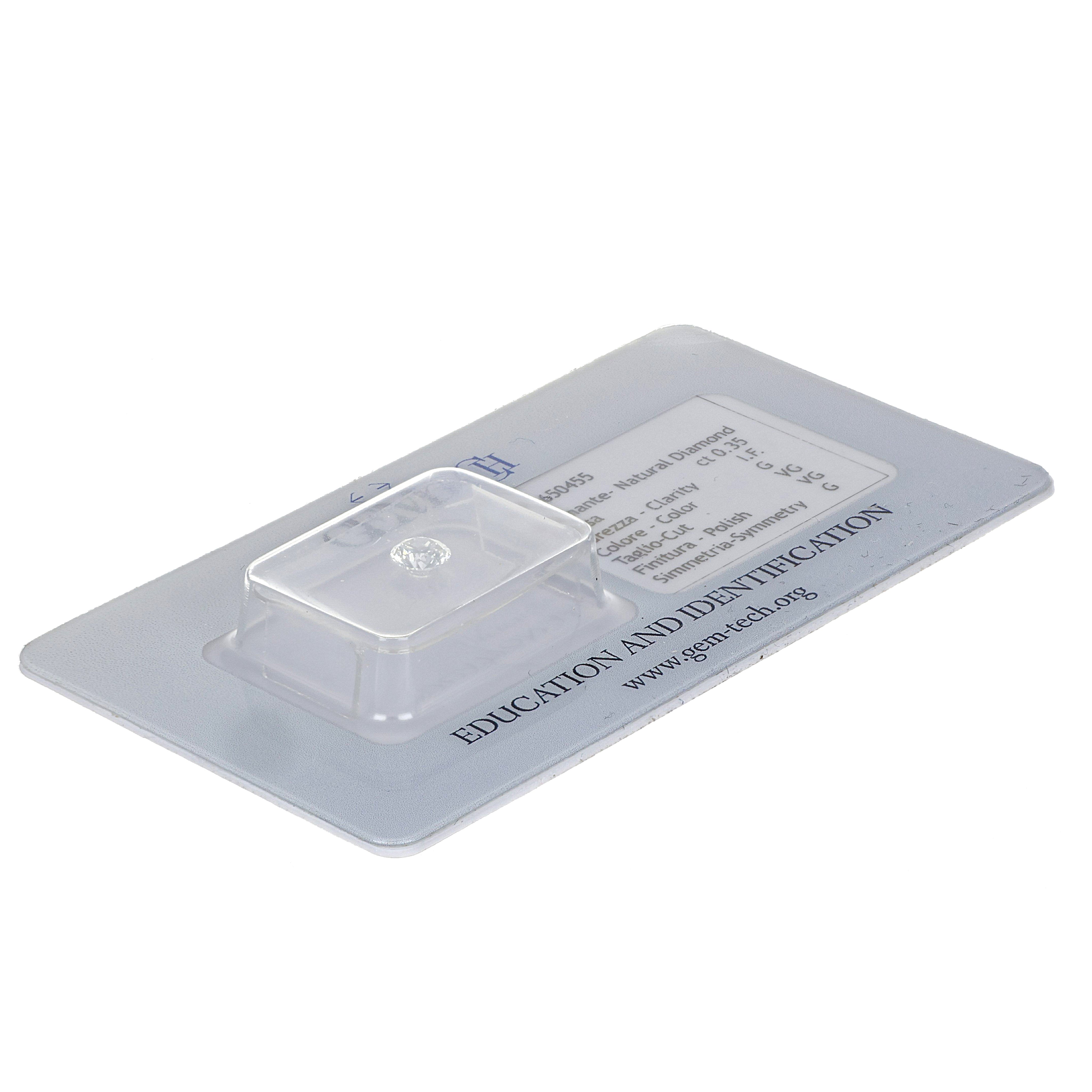 1 pcs Diamante (Naturale) - 0.35 ct - Rotondo - G - IF - GEM-TECH Istituto Gemmologico