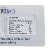 1 pcs Diamante (Naturale) - 0.35 ct - Rotondo - G - IF - GEM-TECH Istituto Gemmologico