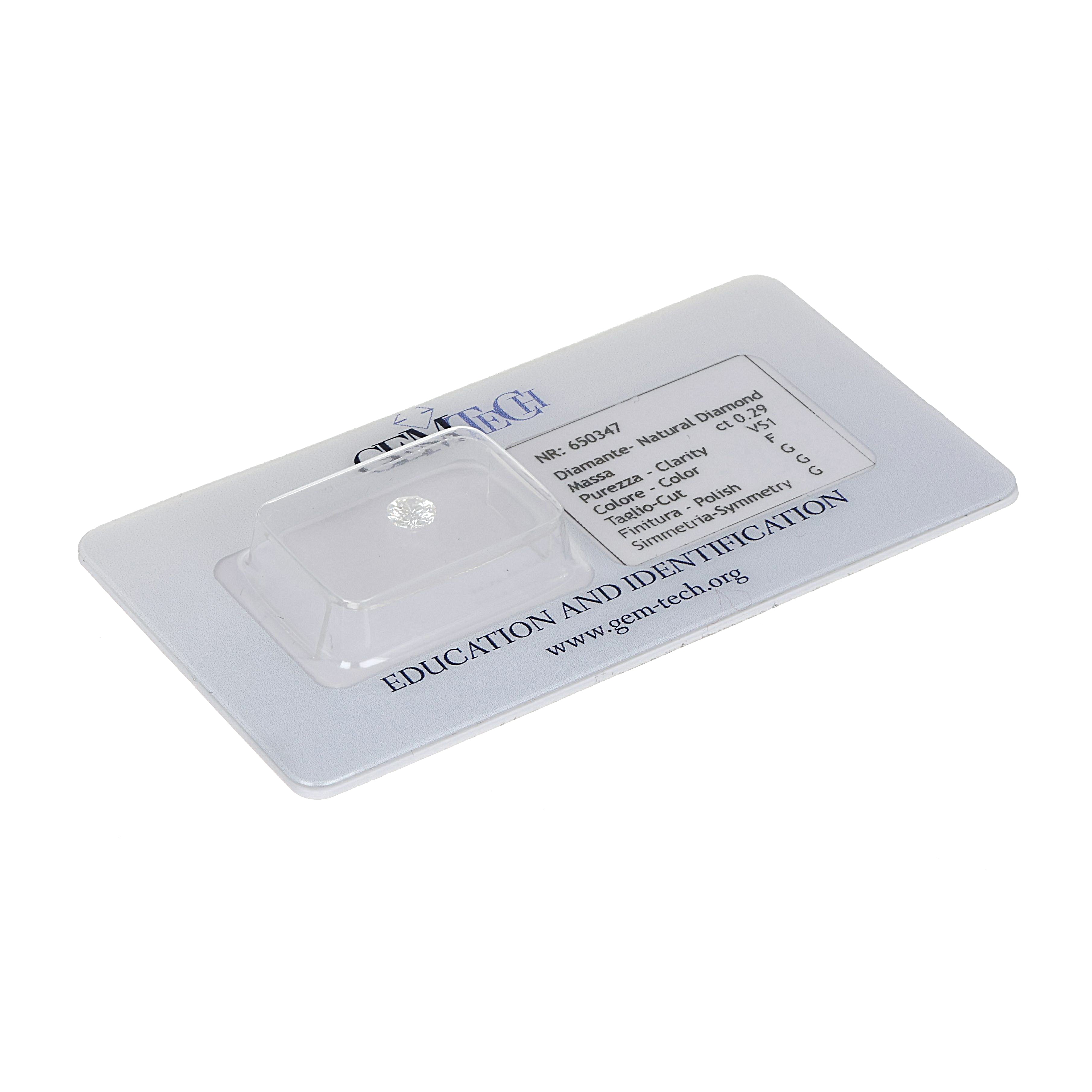 1 pcs Diamante (Naturale) - 0.29 ct - Rotondo - F - VS1 - GEM-TECH Istituto Gemmologico