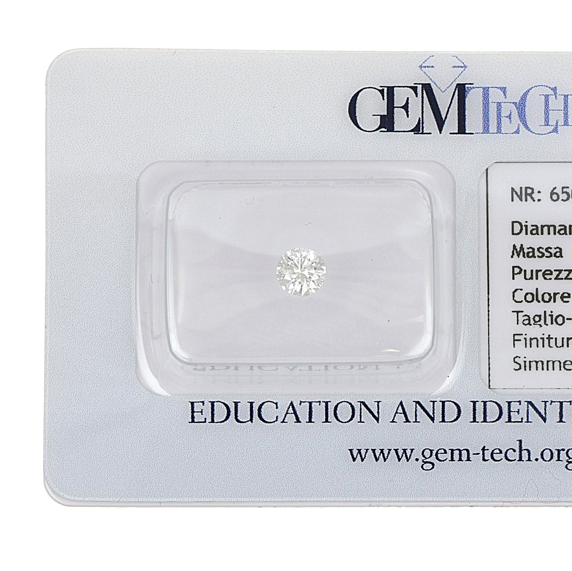 1 pcs Diamante (Naturale) - 0.29 ct - Rotondo - F - VS1 - GEM-TECH Istituto Gemmologico